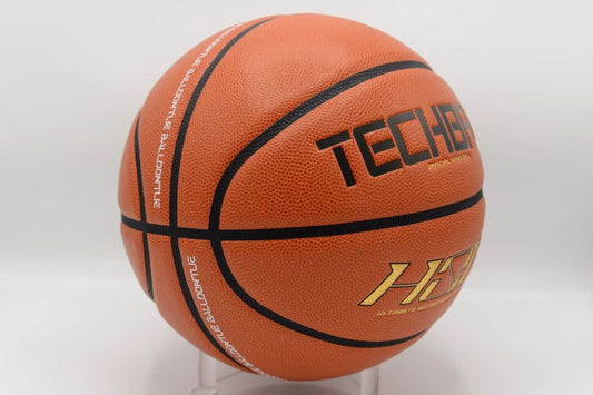 Ballon de Basket Techball HOF FIBA Compétition Intérieur Microfibre Golden Orange Gauche