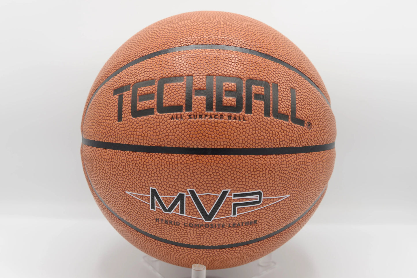 Ballon de Basket Techball MVP Interieur Exterieur Marron Cuire Composite Face