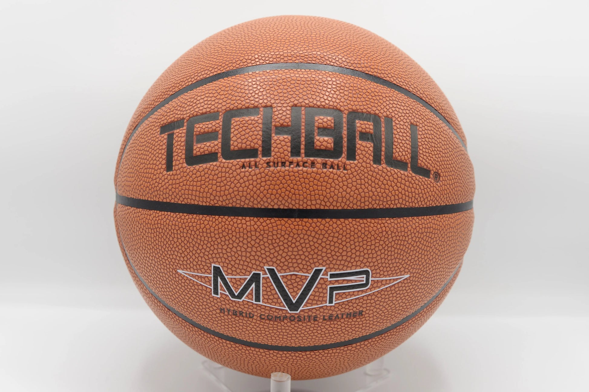 Ballon de Basket Techball MVP Interieur Exterieur Marron Cuire Composite Face