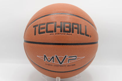 Ballon de Basket Techball MVP Interieur Exterieur Marron Cuire Composite Face