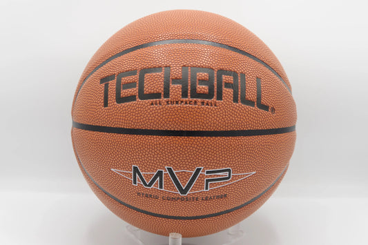 Ballon de Basket Techball MVP Interieur Exterieur Marron Cuire Composite Face