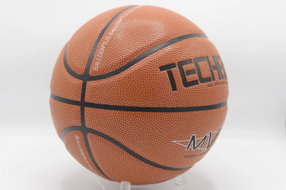 Ballon de Basket Techball MVP Interieur Exterieur Marron Cuire Composite Gauche