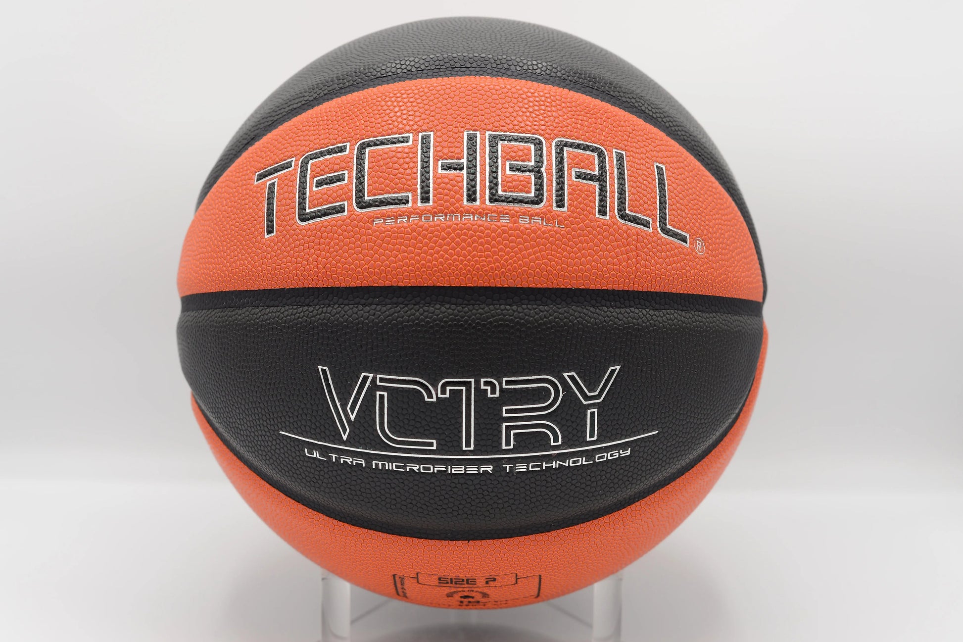 Ballon de Basket Techball VCTRY Ballhandling Performance Microfibre Orange Tiger et Noir Face
