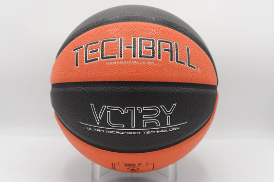 Ballon de Basket Techball VCTRY Ballhandling Performance Microfibre Orange Tiger et Noir Face