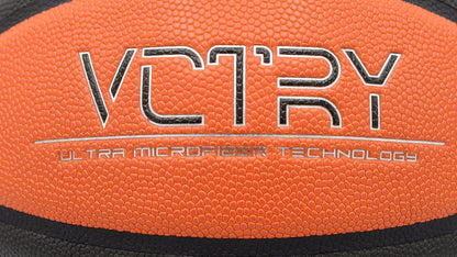 Ballon de Basket Techball VCTRY Ballhandling Performance Microfibre Orange Tiger et Noir VCTRY Logo