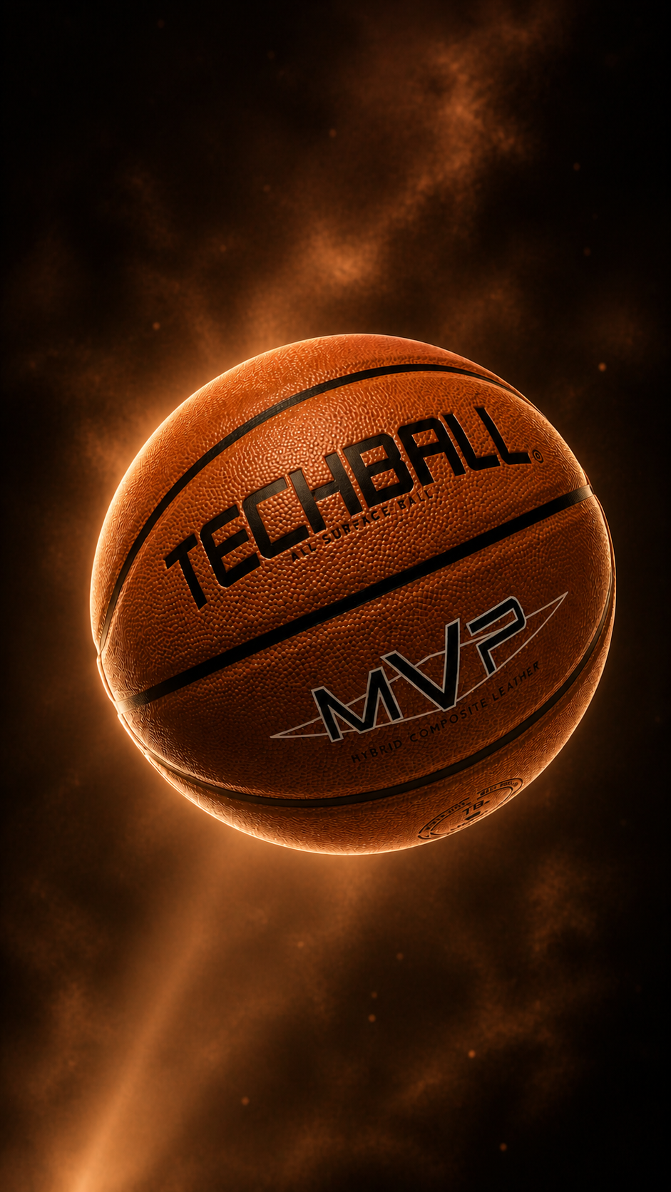 Ballon de basket techball mvp flottant dans un cosmos en bronze