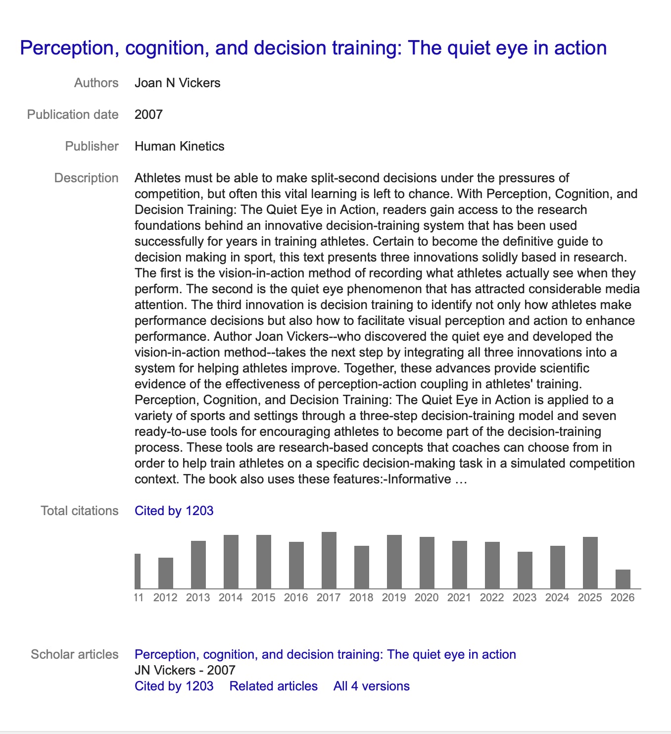 Le Quiet eye blog techball etude scientifiques Joan Vieckers